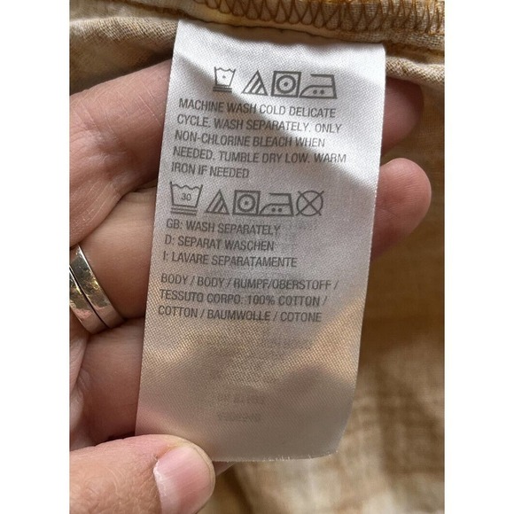 NEW D&Co Beach Tie Dye 1/4 Sleeve Blouse Petite Medium MP Women’s Yellow - Picture 9 of 9